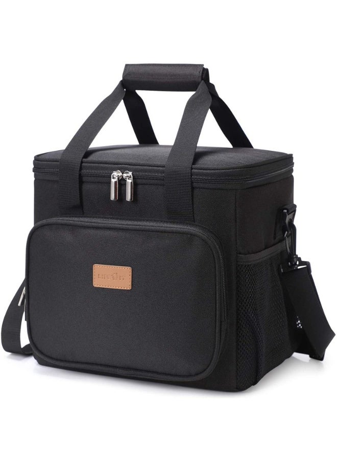 Lunch Bags for Women/Men, Insulated Lunch Bag for Work Office Picnic - Large Lunch Cooler Bag Leakproof Lunch Box with Adjustable Shoulder Strap for Adults - Black(13L) - Image 1